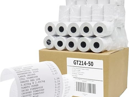 Thermal Paper Receipt Roll 2-1/4" x 50' ( 50 Rolls) (Stand Alone Terminal Receipt Paper)